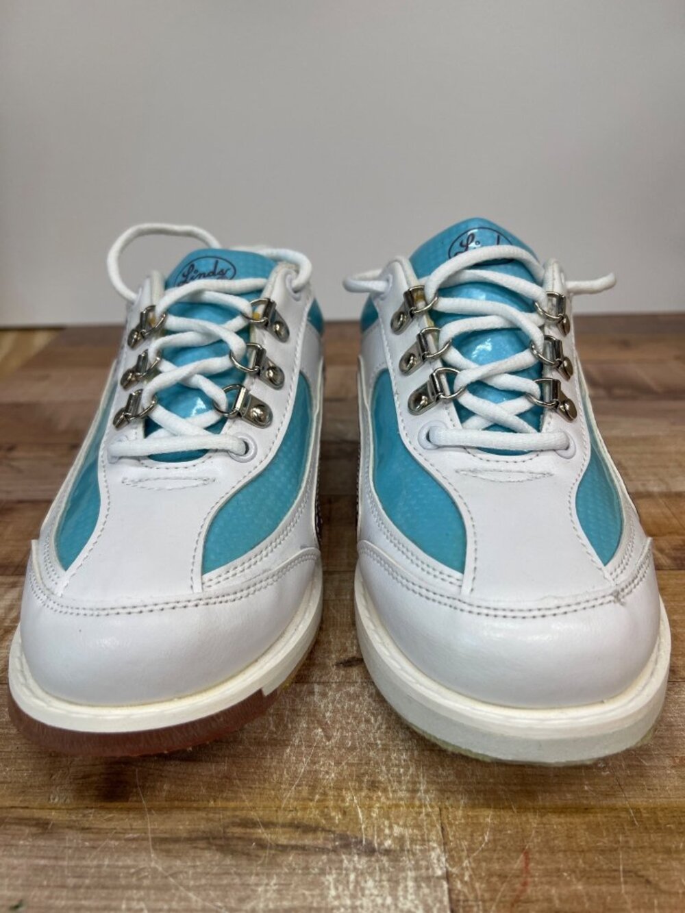 TS Linds Carrie Women's Bowling Shoes Size 7.5 B White Purple Blue Right Hand Op